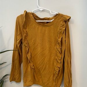 Kate Quinn Golden Ruffle Long Sleeve Blouse